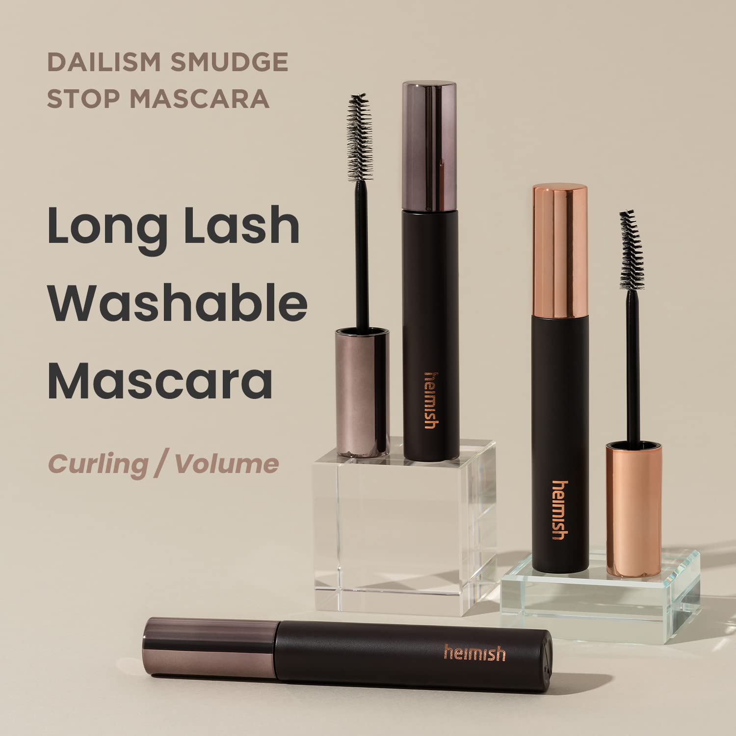 HEIMISH Dailism Smudge Stop Mascara - 0.32oz/9g (Curling) | Non-Smudging, Curling Mascara Waterproof Mascara for Eye Makeup